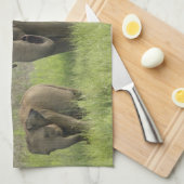 indische Elefantenfamilie Handtuch (Viertel Falte)