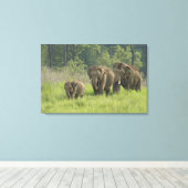 indische Elefantenfamilie Leinwanddruck (Insitu (Holzboden))