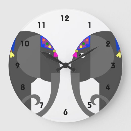 Indische Elefantenuhr Große Wanduhr (Vorderseite)