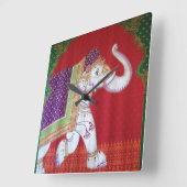 Indische Elefantenuhr Quadratische Wanduhr (Winkel)