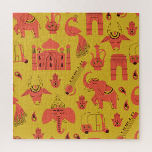 Indische Elemente, handgezeichnet vintage. Puzzle