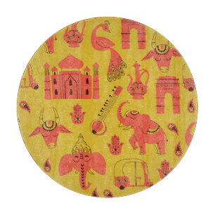 Indische Elemente, handgezeichnet vintage. Schneidebrett