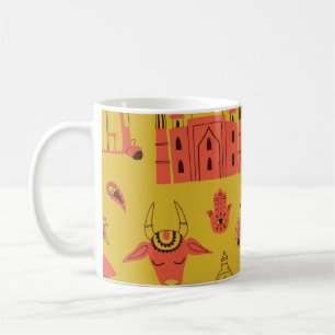 Indische Elemente, Vintag handgezeichnet. Kaffeetasse