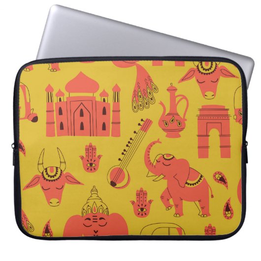 Indische Elemente, Vintag handgezeichnet. Laptopschutzhülle (Vorderseite)