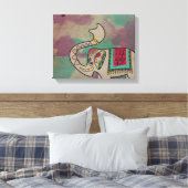 Indische Elephant Watercolor Canvas Print Wall Art Leinwanddruck (Insitu (Schlafzimmer))