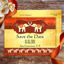 Indische ElfenbeinElefanten Save the Date Postcard