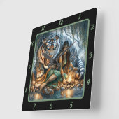 Indische Embrace: Heilige Steine Tiger Ruhe Quadratische Wanduhr (Winkel)