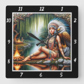 Indische Erholung: Adlerschatten von Perch Willow Quadratische Wanduhr (Vorderseite)