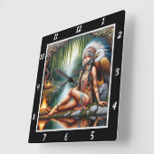 Indische Erholung: Adlerschatten von Perch Willow Quadratische Wanduhr (Winkel)