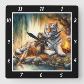 Indische Erholung: Tiger-Atem-Willow-Sigh Quadratische Wanduhr (Vorderseite)