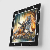 Indische Erholung: Tiger-Atem-Willow-Sigh Quadratische Wanduhr (Winkel)