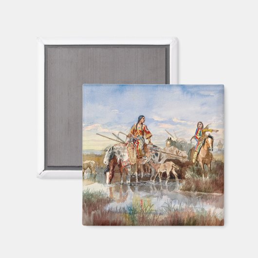 Indische Familie mit Travois, 1897 von Russell Magnet (Vorderseite/Rückseite)