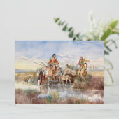 Indische Familie mit Travois von Charles M. Russel Dankeskarte (Stehend Vorderseite)
