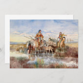 Indische Familie mit Travois von Charles M. Russel Dankeskarte (Vorne/Hinten)