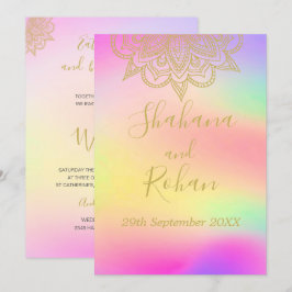 Indische farbenfrohe goldene Farbe Moderne schicke Einladung