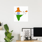 Indische Flag-Karte Poster (Heimbüro)