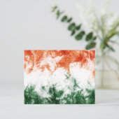 Indische Flagge Abstrakt Saffron Green Postkarte (Stehend Vorderseite)