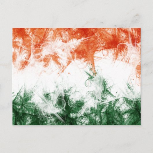 Indische Flagge Abstrakt Saffron Green Postkarte (Vorderseite)