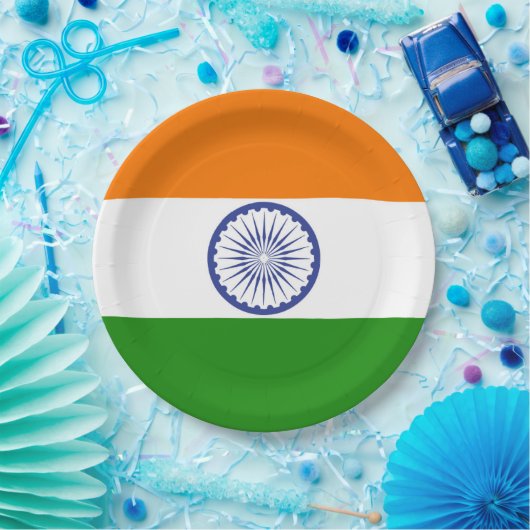 Indische Flagge Ashoka Chakra Pappteller (Party)