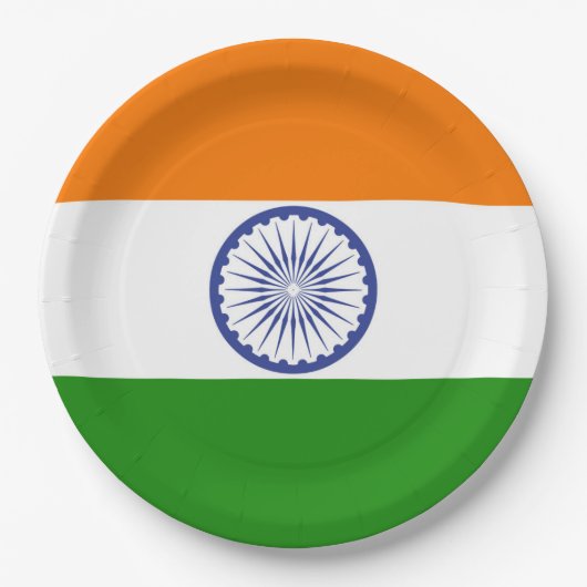 Indische Flagge Ashoka Chakra Pappteller (Vorderseite)