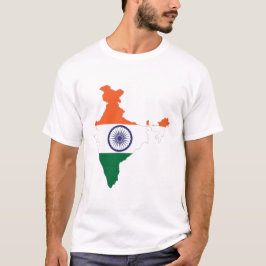 Indische Flagge auf der Karte T-Shirt