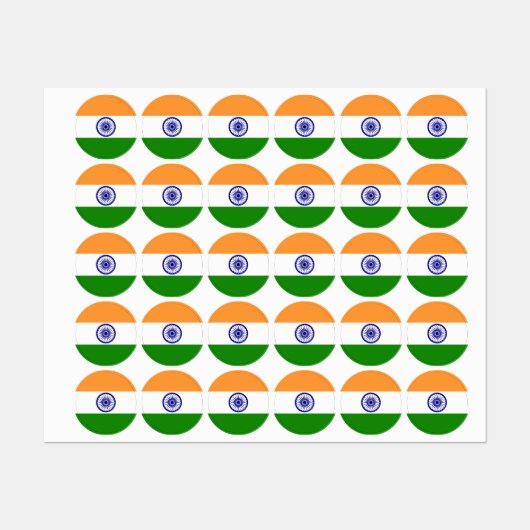 Indische Flagge Etiketten (Blatt)