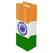 Indische Flagge Geschenktüte Für Weinflaschen (Vorderseite Schrägansicht)