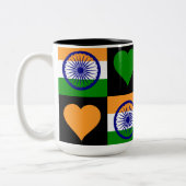 Indische Flagge Herzmuster Patriotischer Indischer Zweifarbige Tasse (Links)