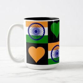 Indische Flagge Herzmuster Patriotischer Indischer Zweifarbige Tasse