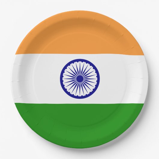 Indische Flagge (Indien) (Südasien) (Bharat) Pappteller (Vorderseite)