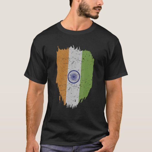 Indische Flagge mit Ashoka Chakra Desi Ind T-Shirt (Vorderseite)