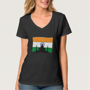 Indische Flagge mit Taj Mahal-Skyline aus Asien T-Shirt