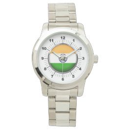 Indische Flagge Oversized Silver Bracelet Watch Armbanduhr