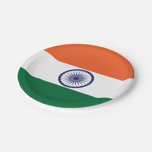 Indische Flagge Pappteller (Schrägansicht)