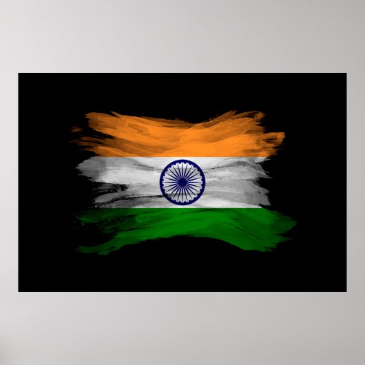 Indische Flagge, Pinselstrich, Nationalflagge Poster (Vorne)
