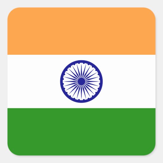 Indische Flagge Quadratischer Aufkleber (Vorderseite)