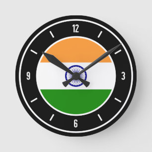 Indische Flagge Runde Wanduhr