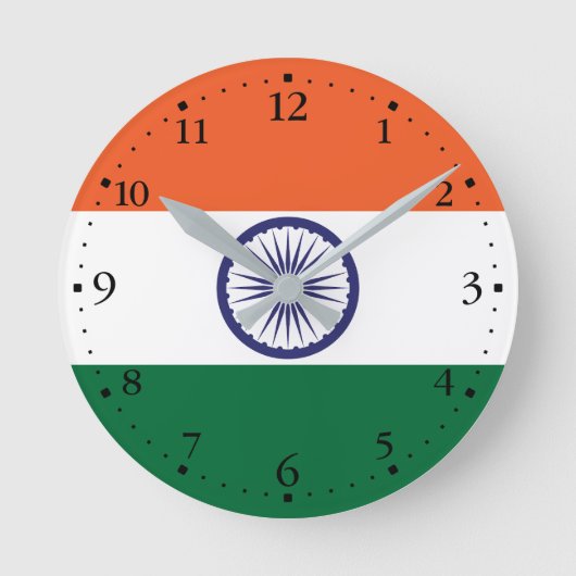 Indische Flagge Runde Wanduhr (Vorderseite)
