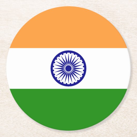 Indische Flagge Runder Pappuntersetzer (Vorderseite)