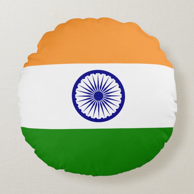 Indische Flagge Rundes Kissen (Vorderseite)
