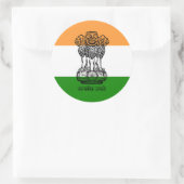 Indische Flagge und Wappen, Flagge Indiens Runder Aufkleber (Tasche)