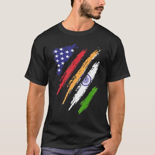Indische Flagge USA Patriot Heritage Mon T-Shirt (Vorderseite)