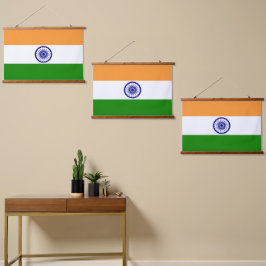 Indische Flagge Wandteppich Mit Holzrahmen