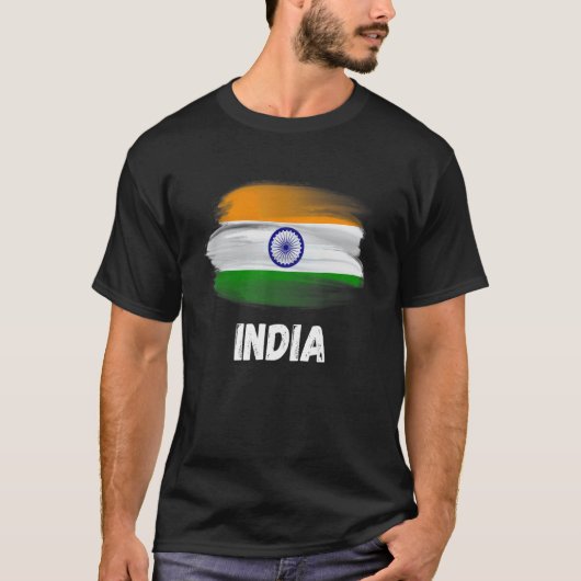Indische Flaggenfamilie Retro indische Flaggenfami T-Shirt (Vorderseite)