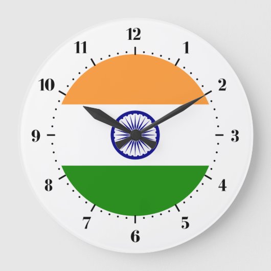 Indische Flaggenuhren Große Wanduhr (Vorderseite)