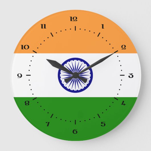Indische Flaggenuhren Große Wanduhr (Vorderseite)