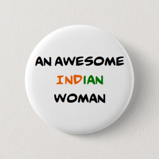 indische Frau, großartig Button (Vorderseite)