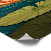 Indische Frau in einem Teich umgeben von Lotus-Blu Poster (Ecke)