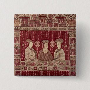 Indische Frau mit europäischen Händlern, Madras Button