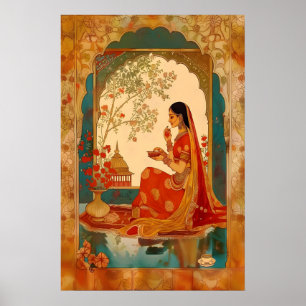 Indische Frau Pichwai Kunstprint Traditionelles Zu Poster